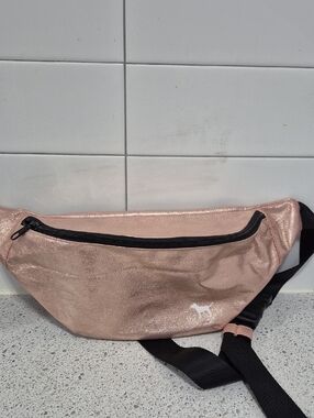 Puma Rose Gold Metallic Waist Bag with Black Strap